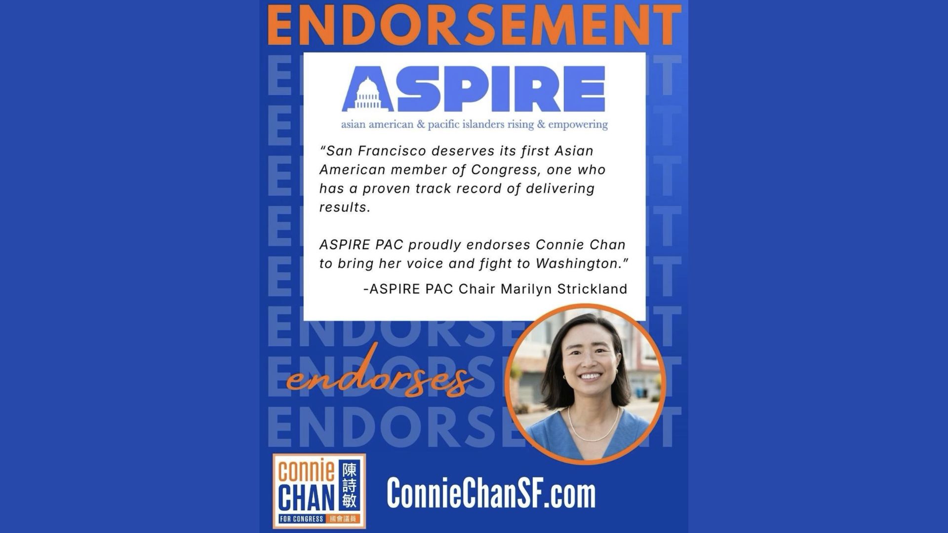 Pelosi’s Retirement Shakes Up District: ASPIRE PAC Endorses Connie Chan for Congress